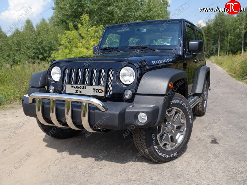 29 999 р. Защита переднего бампера кенгурин 60,3 мм ТСС Тюнинг  Jeep Wrangler  JK (2007-2018) (нержавейка)  с доставкой в г. Калуга