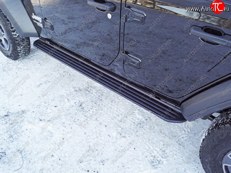 19 999 р. Пороги алюминиевые с пластиковой накладкой ТСС Тюнинг  Jeep Wrangler  JL (2018-2024) (серые)  с доставкой в г. Калуга