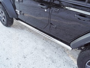 21 999 р. Защита порогов труба d60,3 мм ТСС Тюнинг  Jeep Wrangler  JL (2018-2024) (серые)  с доставкой в г. Калуга. Увеличить фотографию 1
