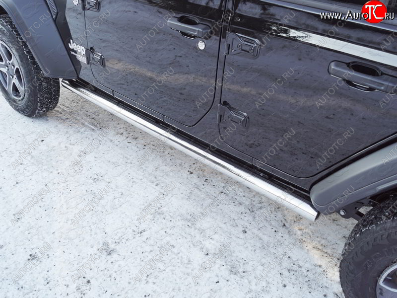 21 999 р. Защита порогов труба d60,3 мм ТСС Тюнинг  Jeep Wrangler  JL (2018-2024) (серые)  с доставкой в г. Калуга