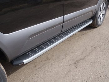 Пороги алюминиевые с пластиковой накладкой ТСС Тюнинг KIA Mohave HM рестайлинг (2017-2020)