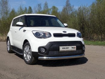 Защита переднего бампера нижняя овальная 75х42 мм ТСС Тюнинг KIA (КИА) Soul (Сол)  2 PS (2017-2019) 2 PS рестайлинг  (нержавейка)