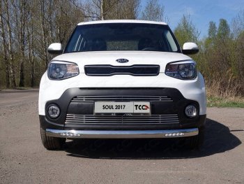 Защита переднего бампера нижняя овальная с ДХО 75х42 мм ТСС Тюнинг KIA Soul 2 PS рестайлинг (2017-2019)  (нержавейка)