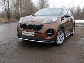 17 999 р. Защита переднего бампера нижняя d42,4 мм ТСС Тюнинг  KIA Sportage  4 QL (2016-2018) (нержавейка)  с доставкой в г. Калуга. Увеличить фотографию 1