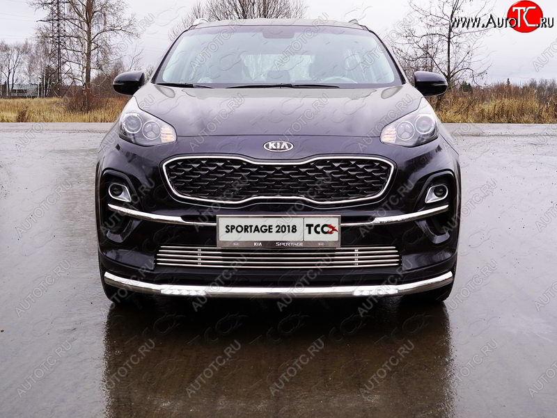 37 649 р. Защита переднего бампера нижняя с ДХО 60,3 мм ТСС Тюнинг  KIA Sportage  4 QL (2018-2022) (нержавейка)  с доставкой в г. Калуга