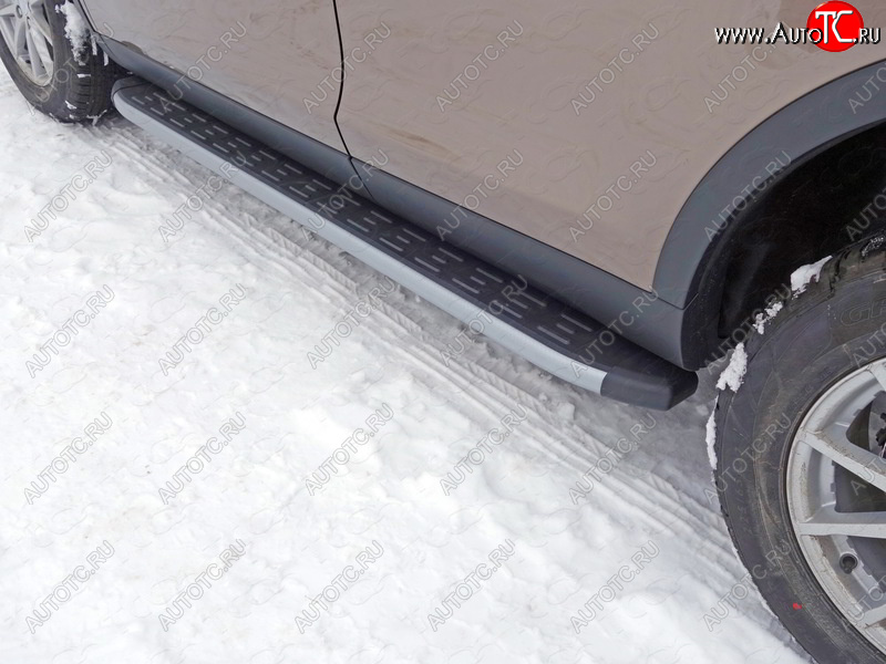 21 349 р. Пороги алюминиевые с пластиковой накладкой, ТСС Тюнинг  Land Rover Discovery Sport  L550 (2014-2019) (карбон серебро)  с доставкой в г. Калуга