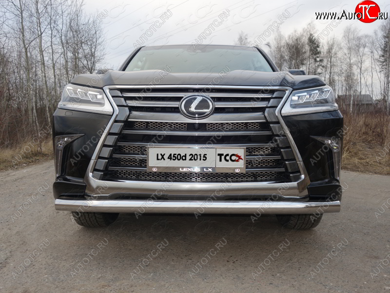 26 699 р. Защита переднего бампера нижняя 76,1 мм ТСС Тюнинг  Lexus LX ( 450d,  570) (2015-2024) (нержавейка)  с доставкой в г. Калуга