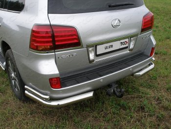 26 699 р. Защита задняя (уголки, нержавейка 76,1*42,4 мм) кроме F-Sport ТСС Тюнинг  Lexus LX  570 (2007-2012)  с доставкой в г. Калуга. Увеличить фотографию 1