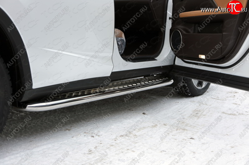 37 949 р. Пороги с площадкой 60,3 мм кроме F-Sport ТСС Тюнинг Lexus RX 450H AL10  дорестайлинг (2009-2012) (серые)  с доставкой в г. Калуга