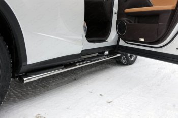 Пороги овальные с накладкой 120х60 мм F-Sport ТСС Тюнинг Lexus RX 450H AL10  дорестайлинг (2009-2012)  (серые)