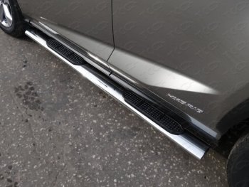 39 699 р. Пороги овальные с накладкой 120х60 мм кроме F-Sport ТСС Тюнинг  Lexus NX  300h (2014-2017) (серые)  с доставкой в г. Калуга. Увеличить фотографию 1