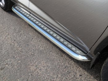 32 999 р. Пороги с площадкой 60,3 мм кроме F-Sport ТСС Тюнинг  Lexus NX  300h (2014-2017) (серые)  с доставкой в г. Калуга. Увеличить фотографию 1