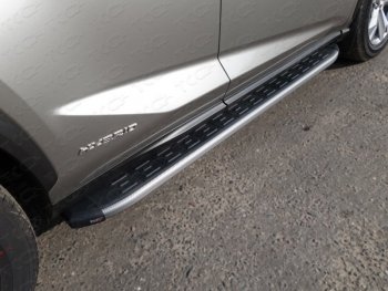 21 349 р. Пороги алюминиевые с пластиковой накладкой кроме F-Sport, ТСС Тюнинг  Lexus NX  300h (2014-2017) (карбон серые)  с доставкой в г. Калуга. Увеличить фотографию 1