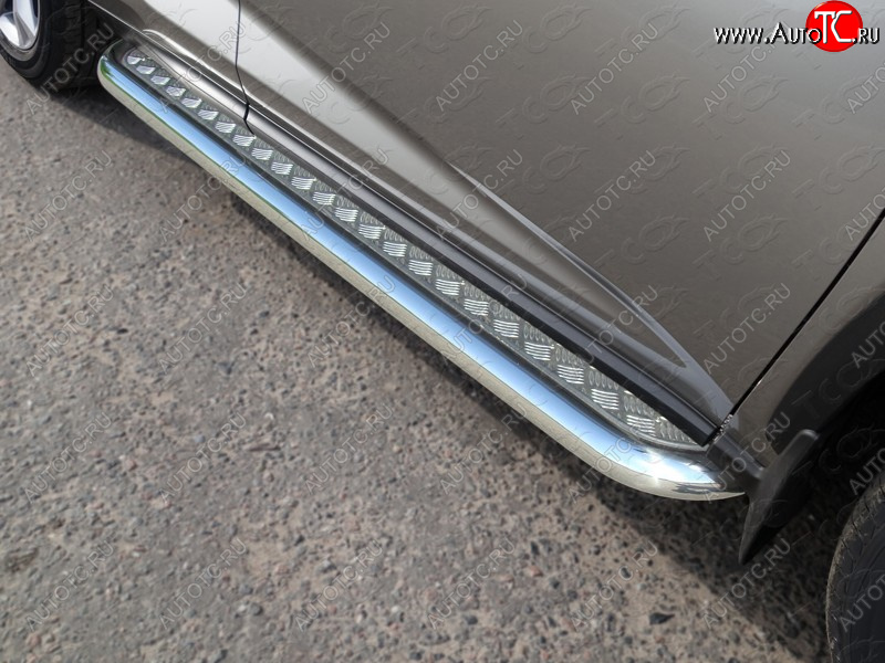 32 999 р. Пороги с площадкой 60,3 мм кроме F-Sport ТСС Тюнинг  Lexus NX  200T (2015-2024) (серые)  с доставкой в г. Калуга