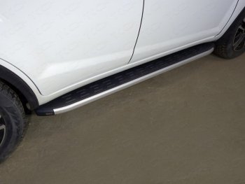 Пороги алюминиевые с пластиковой накладкой ТСС Тюнинг Lifan X60 2-ой рестайлинг (2016-2024)  (серые)