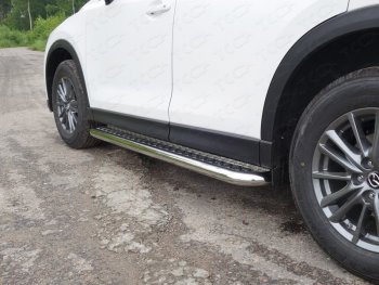 35 599 р. Пороги с площадкой 60,3 мм ТСС Тюнинг  Mazda CX-5  KE (2011-2014) (серые)  с доставкой в г. Калуга. Увеличить фотографию 1