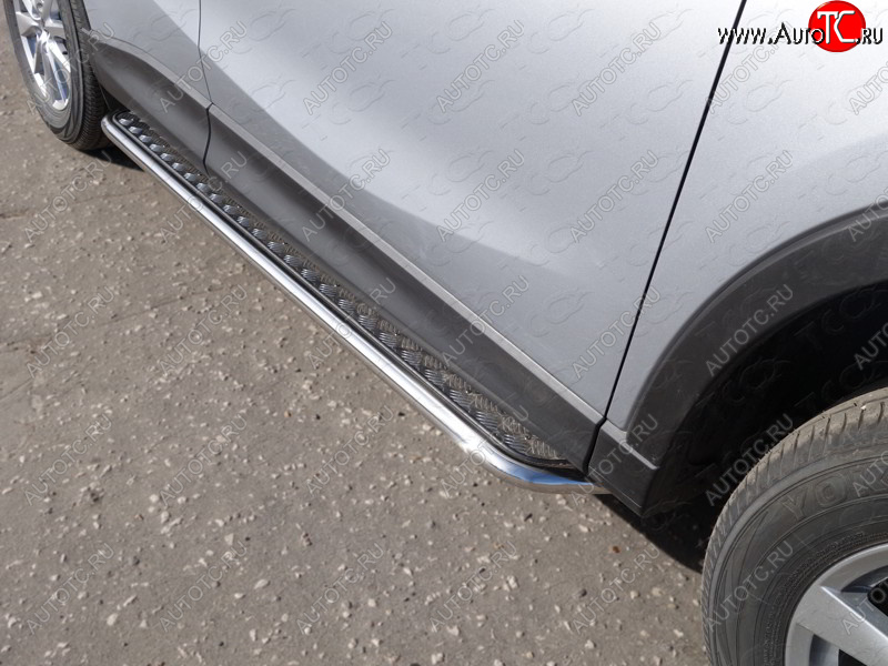 30 849 р. Пороги с площадкой 42,4 мм ТСС Тюнинг  Mazda CX-5  KE (2015-2017) (серые)  с доставкой в г. Калуга