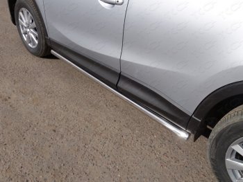 21 999 р. Защита порогов труба d60,3 мм ТСС Тюнинг  Mazda CX-5  KE (2015-2017) (серые)  с доставкой в г. Калуга. Увеличить фотографию 1
