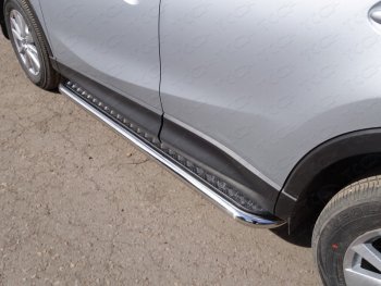 35 599 р. Пороги с площадкой 60,3 мм ТСС Тюнинг  Mazda CX-5  KE (2015-2017) (серые)  с доставкой в г. Калуга. Увеличить фотографию 1