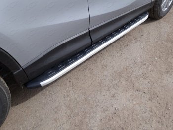 Пороги алюминиевые с пластиковой накладкой ТСС Тюнинг Mazda (Мазда) CX-5 (ЦХ-5)  KE (2015-2017) KE рестайлинг