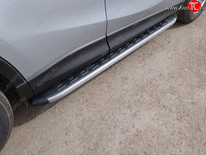 21 349 р. Пороги алюминиевые с пластиковой накладкой, ТСС Тюнинг  Mazda CX-5  KE (2015-2017) (карбон серые)  с доставкой в г. Калуга