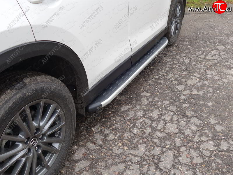 19 999 р. Пороги алюминиевые с пластиковой накладкой ТСС Тюнинг  Mazda CX-5  KF (2016-2024) (серые)  с доставкой в г. Калуга