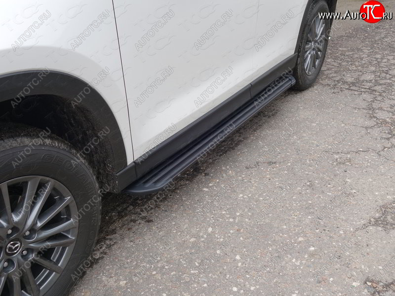 21 349 р. Пороги алюминиевые Slim Line ТСС Тюнинг  Mazda CX-5  KF (2016-2024) (Black)  с доставкой в г. Калуга