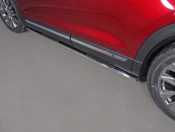 34 749 р. Пороги овальные с накладкой 75х42 мм ТСС Тюнинг  Mazda CX-9  TC (2015-2024) (серые)  с доставкой в г. Калуга. Увеличить фотографию 1