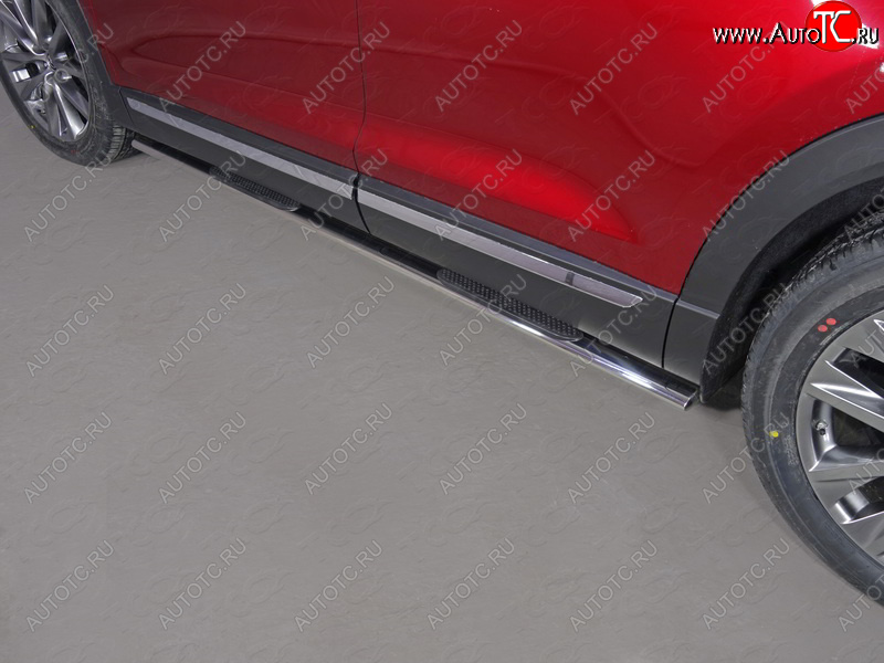 34 749 р. Пороги овальные с накладкой 75х42 мм ТСС Тюнинг  Mazda CX-9  TC (2015-2024) (серые)  с доставкой в г. Калуга