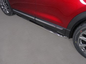 38 999 р. Пороги овальные гнутые с накладкой 75х42 мм  Mazda CX-9  TC (2015-2024) (серые)  с доставкой в г. Калуга. Увеличить фотографию 1