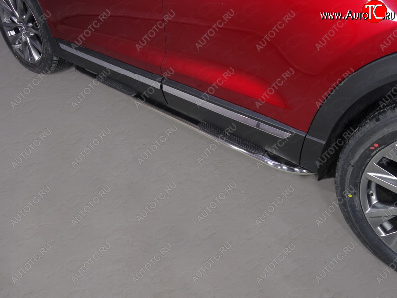 38 999 р. Пороги овальные гнутые с накладкой 75х42 мм  Mazda CX-9  TC (2015-2024) (серые)  с доставкой в г. Калуга