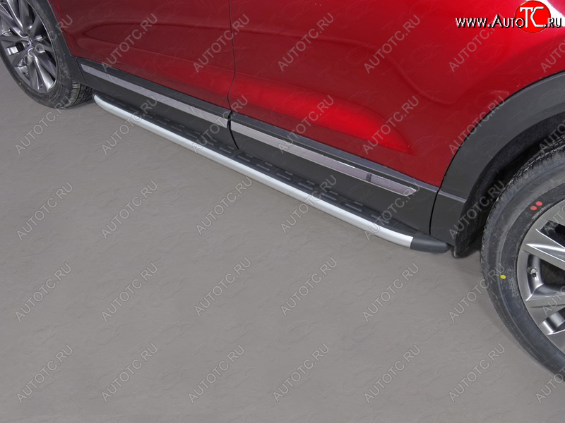 19 999 р. Пороги алюминиевые с пластиковой накладкой ТСС Тюнинг  Mazda CX-9  TB (2007-2009) (серые)  с доставкой в г. Калуга