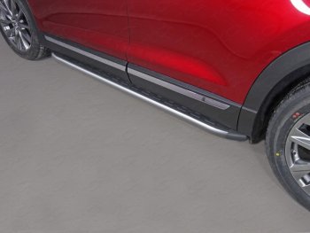 21 349 р. Пороги алюминиевые с пластиковой накладкой ТСС Тюнинг  Mazda CX-9  TC (2015-2024) (карбон серые)  с доставкой в г. Калуга. Увеличить фотографию 1