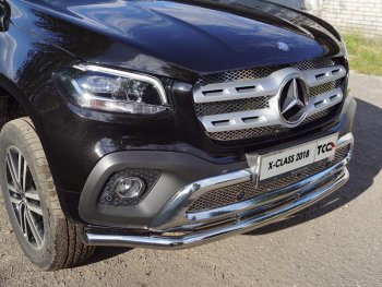 17 999 р. Защита переднего бампера нижняя d60,3 мм ТСС Тюнинг  Mercedes-Benz X class  W470 (2017-2020) (нержавейка)  с доставкой в г. Калуга. Увеличить фотографию 1
