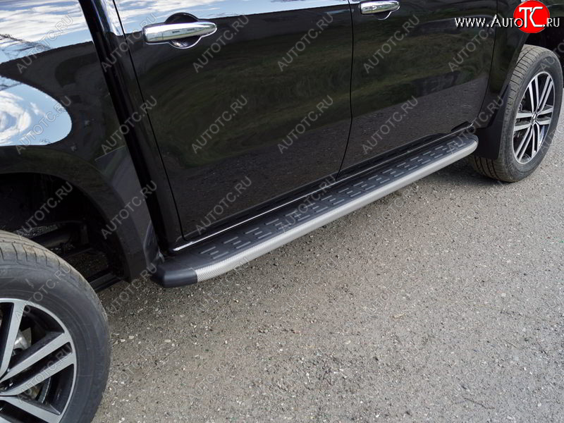 21 349 р. Пороги алюминиевые с пластиковой накладкой ТСС Тюнинг  Mercedes-Benz X class  W470 (2017-2020) (карбон серые)  с доставкой в г. Калуга
