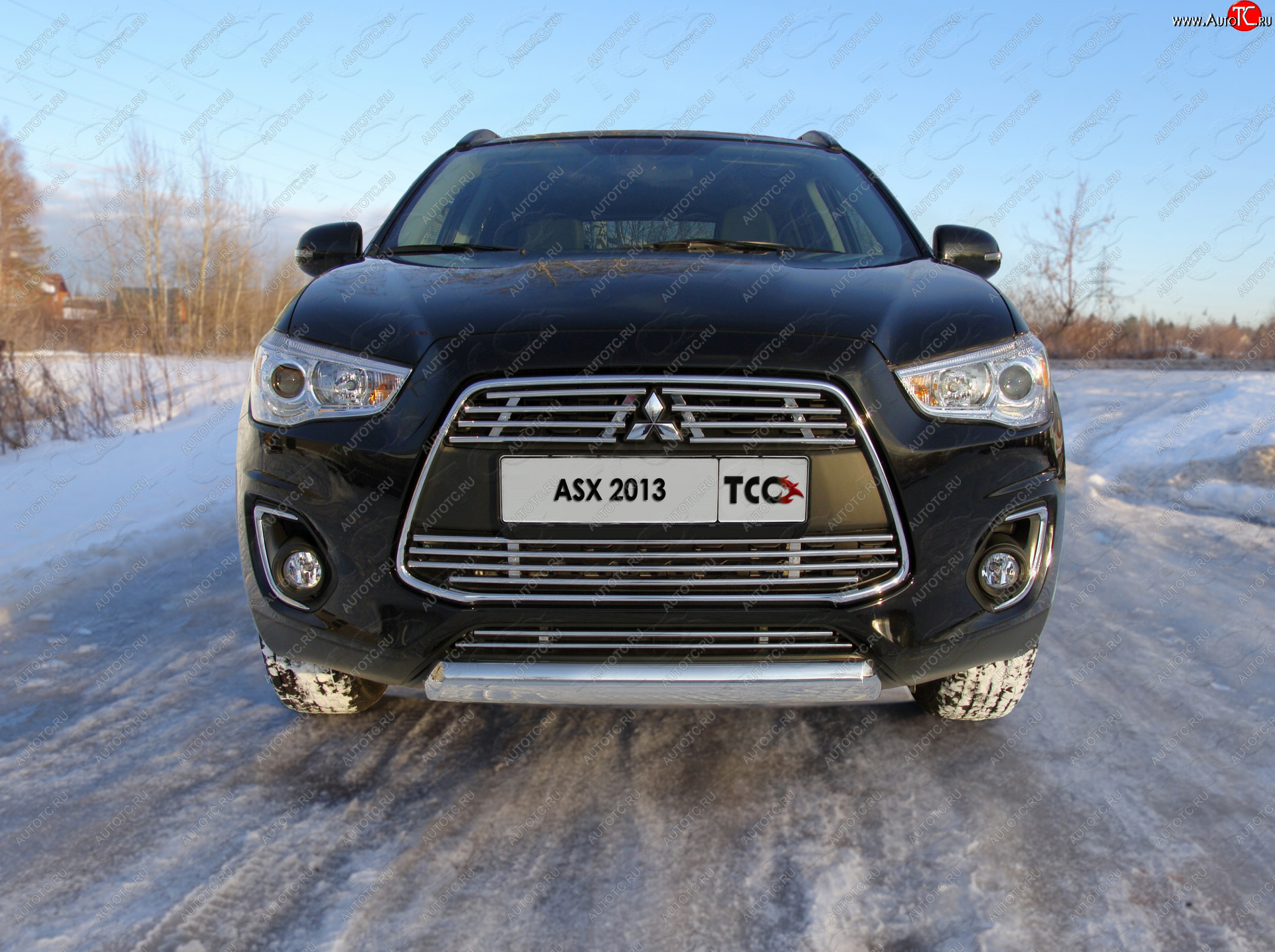 12 999 р. Защита переднего бампера нижняя овальная 75*42 мм ТСС Тюнинг  Mitsubishi ASX (2013-2016) (нержавейка)  с доставкой в г. Калуга