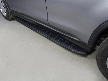 21 349 р. Пороги алюминиевые с пластиковой накладкой ТСС Тюнинг  Mitsubishi ASX (2017-2020) (карбон черные)  с доставкой в г. Калуга. Увеличить фотографию 1