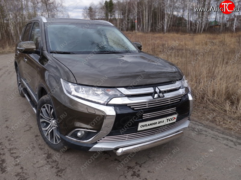 20 899 р. Защита переднего бампера нижняя овальная 75*42 мм ТСС Тюнинг  Mitsubishi Outlander  GF (2015-2018) (нержавейка)  с доставкой в г. Калуга