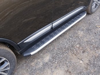 Пороги алюминиевые с пластиковой накладкой ТСС Тюнинг Mitsubishi (Митсубиси) Outlander (Аутлэндэр)  GF (2015-2018) GF 2-ой рестайлинг