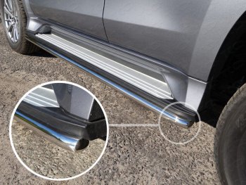 Защита порогов алюминий 42,4 мм, ТСС Тюнинг Mitsubishi Pajero Sport 3 QE дорестайлинг (2015-2021)