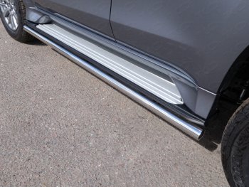 Защита порогов алюминий 60,3 мм, ТСС Тюнинг Mitsubishi Pajero Sport 3 QE дорестайлинг (2015-2021)