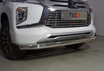 Защита переднего бампера нижняя d76,1 мм ТСС Тюнинг Mitsubishi (Митсубиси) Pajero Sport (Паджеро)  3 QF (2019-2022) 3 QF рестайлинг  (нержавейка)
