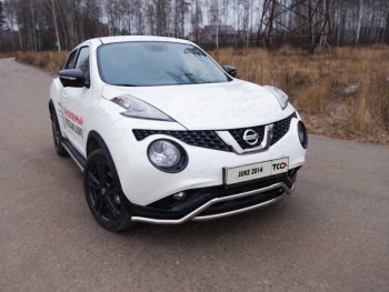 14 999 р. Защита переднего бампера кенгурин 42,4 мм ТСС Тюнинг  Nissan Juke  1 YF15 (2014-2020) (нержавейка)  с доставкой в г. Калуга. Увеличить фотографию 1