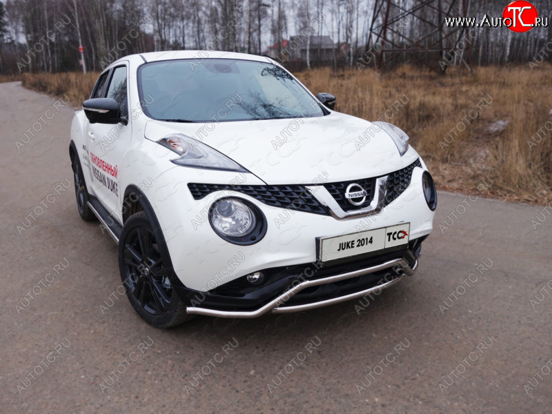 14 999 р. Защита переднего бампера кенгурин 42,4 мм ТСС Тюнинг Nissan Juke 1 YF15 рестайлинг (2014-2020) (нержавейка)  с доставкой в г. Калуга