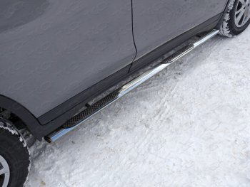 34 749 р. Пороги овальные с накладкой 75х42 мм ТСС Тюнинг  Nissan X-trail  3 T32 (2013-2018) (серые)  с доставкой в г. Калуга. Увеличить фотографию 1