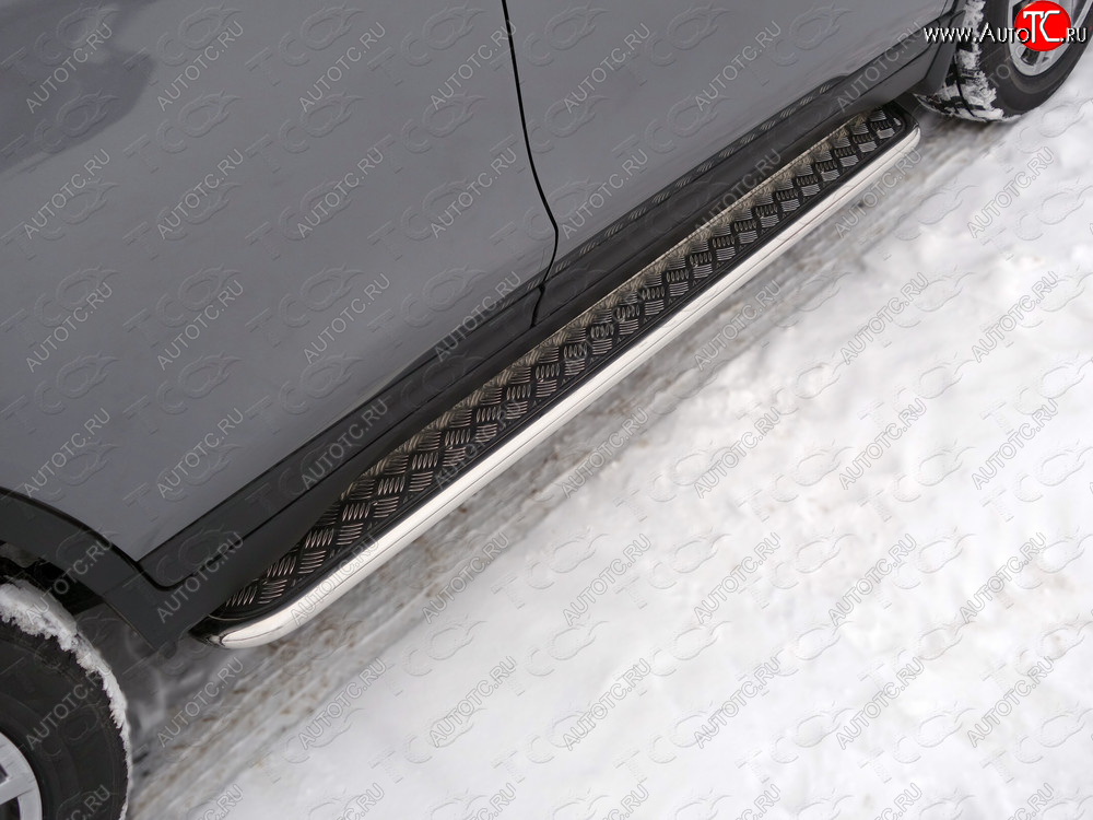 32 999 р. Пороги с площадкой 42,4 мм ТСС Тюнинг  Nissan X-trail  3 T32 (2013-2018) (серые)  с доставкой в г. Калуга