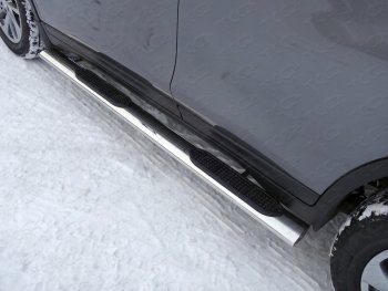 44 949 р. Пороги овальные с накладкой 120х60 мм, ТСС Тюнинг  Nissan X-trail  3 T32 (2013-2018) (серые)  с доставкой в г. Калуга. Увеличить фотографию 1