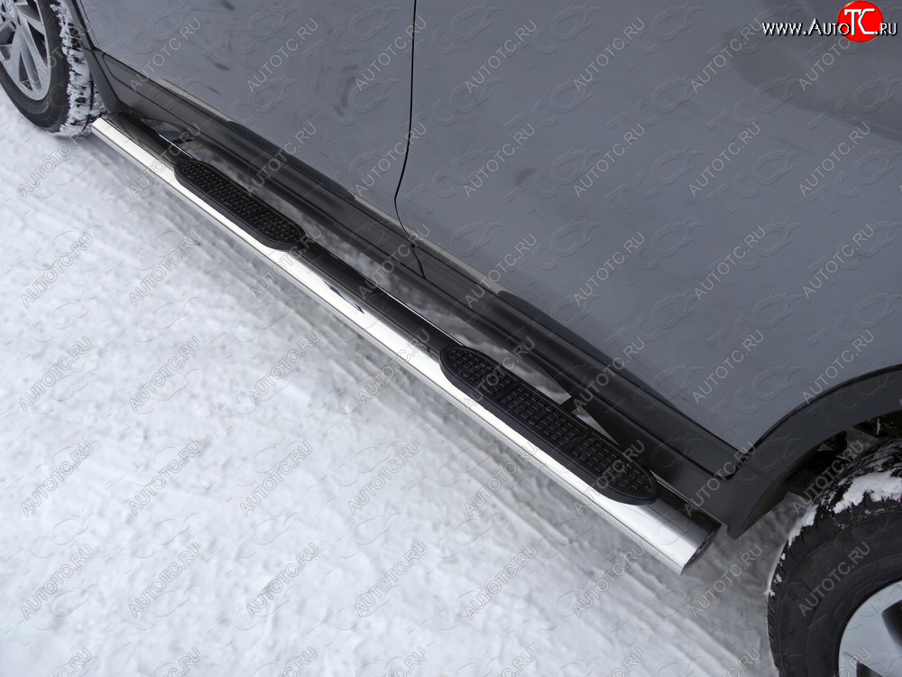 44 949 р. Пороги овальные с накладкой 120х60 мм, ТСС Тюнинг  Nissan X-trail  3 T32 (2013-2018) (серые)  с доставкой в г. Калуга