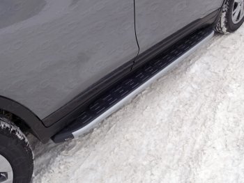 19 999 р. Пороги алюминиевые с пластиковой накладкой ТСС Тюнинг  Nissan X-trail  3 T32 (2013-2018) (серые)  с доставкой в г. Калуга. Увеличить фотографию 1