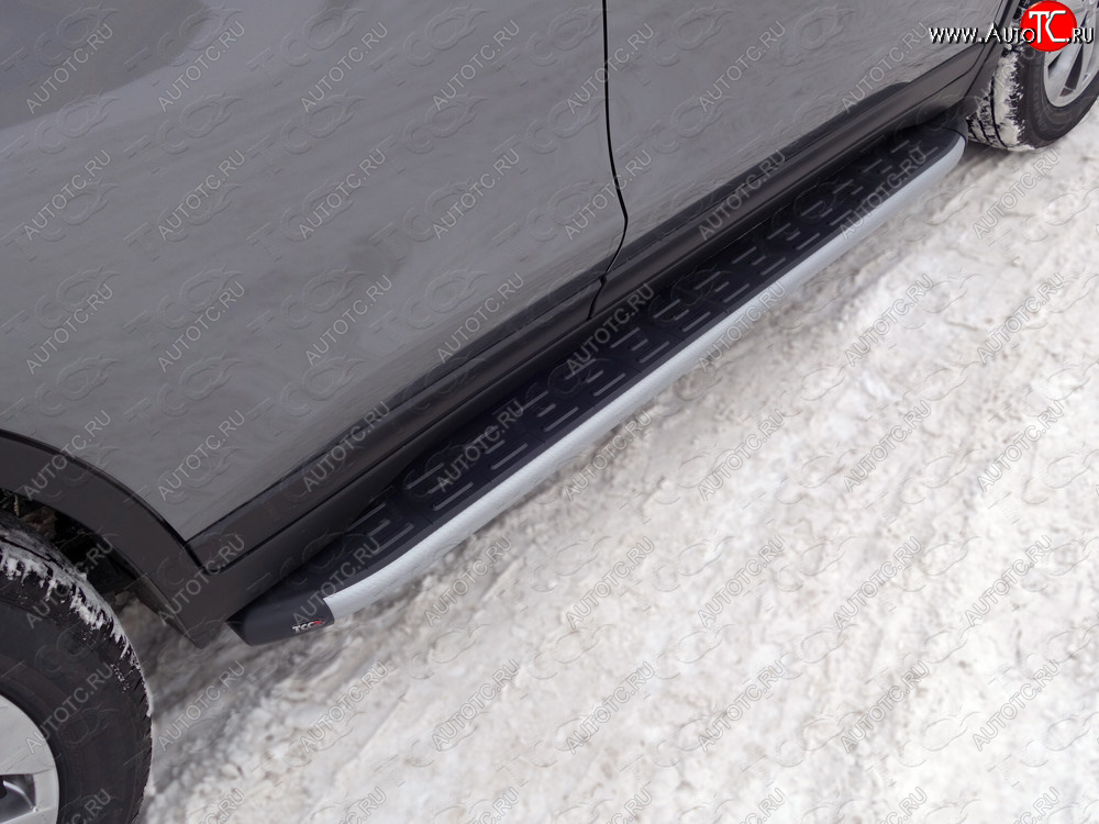 19 999 р. Пороги алюминиевые с пластиковой накладкой ТСС Тюнинг  Nissan X-trail  3 T32 (2013-2018) (серые)  с доставкой в г. Калуга